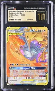 CGC Pristine 10 Moltres & Zapdos & Articuno GX 2019 Hidden Fates 44/68 Pokémon - Bild 1 von 1