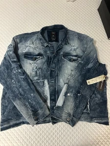 Jordan Craig Mens Legacy Edition Destroyed Blue & Patched Jean Jacket 6X-Large - Picture 1 of 8