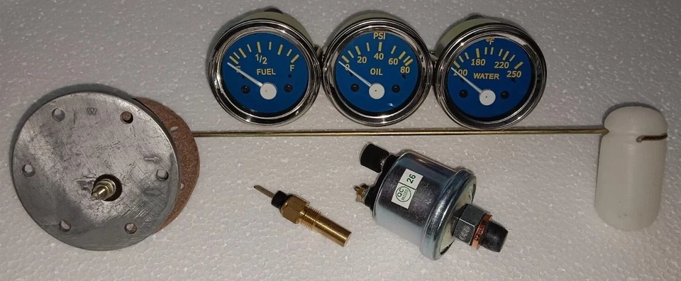 Gauges 52 mm Kit Electrical Water Temp+Oil+Fuel+ 3 Sensor Units - Image 1 of 4