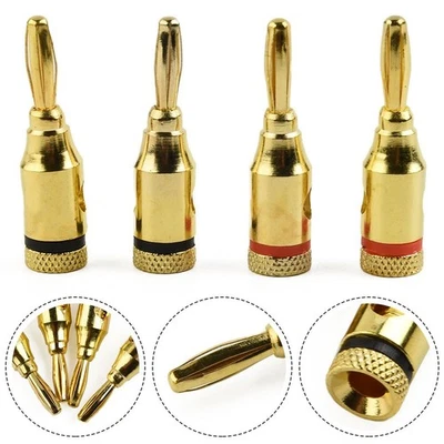 4X 4mm Banana Plugs-Gold Plated Musical Audio Speaker Cable Wire Connector - Image 1 of 4