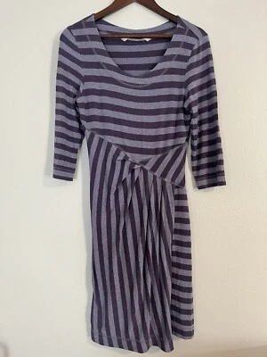 Vestido Athleta para mujer M Splendor Lotus envolvente jersey a rayas manga 3/4 púrpura Foto 1 de 4