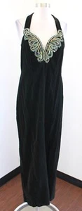 Nuevo con etiquetas De Colección Años 90 Terciopelo Verde Oro Lentellera Vestido Halter Talla 13 Retro Formal Fiesta M L - Imagen 1 de 6