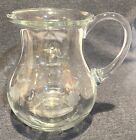 Princess House Glass Pitcher 7” Tall Etched Flowers Heritage Design