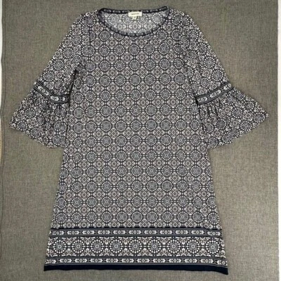 Max Studio Shift Dress XS Wrinkle Free 3/4th Bell Ruffled Sleeves Round Neck - Image 1 of 4