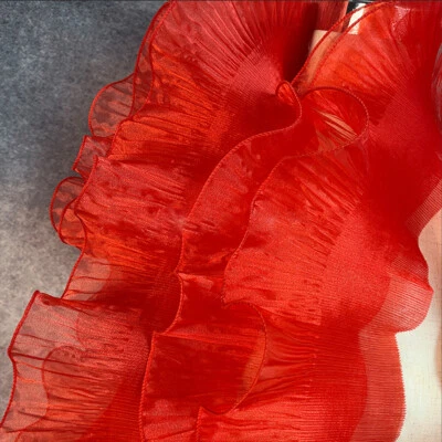 1 Yard Organza Ruffled Lace Trims Tulle Ruffle Lace Border Pleated Fabric Trim - Image 1 of 4