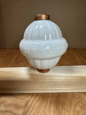 Antigua bola pararrayos de vidrio blanco claro W.C. Shinn WMG Foto 1 de 4