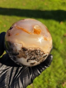 Karneol grüne Blume Achat Kugel, natürlicher Heilkristall, 2 Pfund 1 Unze, 87,2 mm - Bild 1 von 15