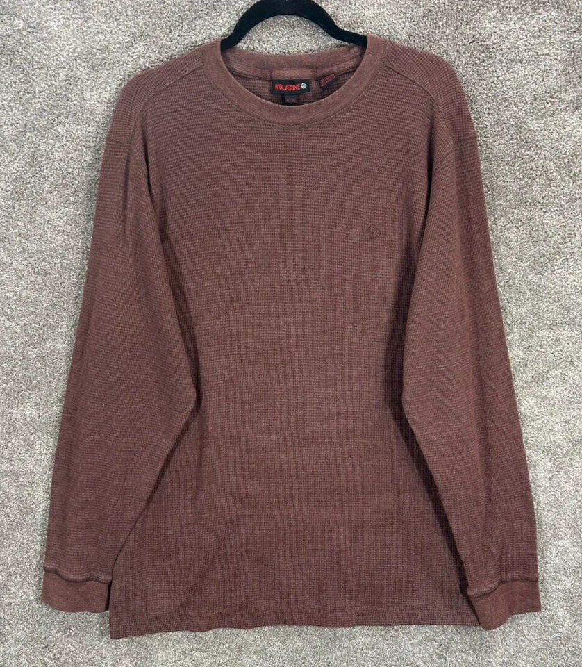 Рубашка Росомаха мужская XL бордовая красная тепловая вафельная вязаная с длинным рукавом вырез лодочкой - Изображение 1 из 4