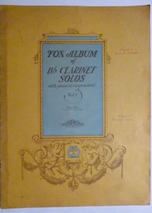 1929 Fox Album of B Flat Clarinet Solos w Piano Accompaniment Vol. 1 Songbook - Picture 1 of 5