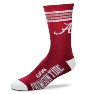 Alabama Crimson Tide 4 Stripe Deuce Crew Socks - Picture 1 of 1