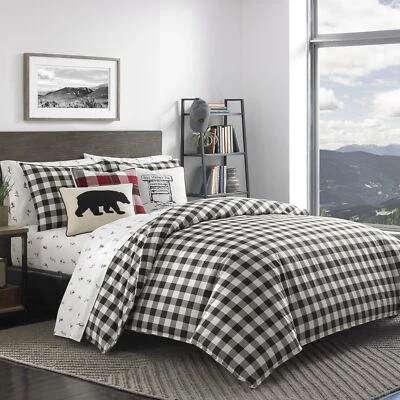 Eddie Bauer - King Duvet Cover Set, Cotton Reversible Bedding, Buffalo Plaid ... - Image 1 of 4