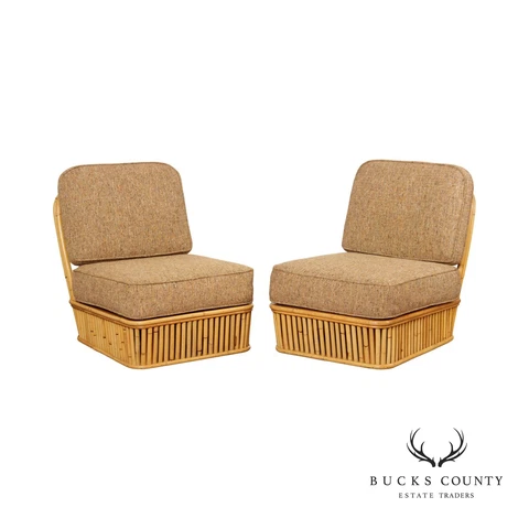 Ficks Reed Mid Century Modern Pair of Rattan Lounge Chairs Cover
