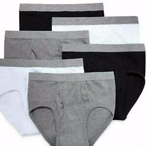 Big Man's 3 Pcs Cotton Full-Cut Briefs Underwear  Size 50 White with Gray Band