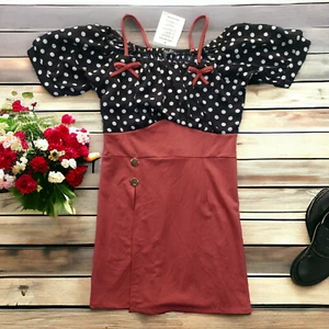 Susu split leg dress youth/GIRL 2XL elastic collar&back/decor buttons/straps - Picture 1 of 13