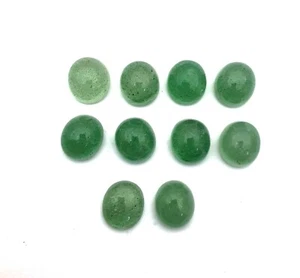 Natural Green Quartz Oval Cabochon Loose Gemstone Lot 10 Pcs 14*16 MM 151 CT - Picture 1 of 3
