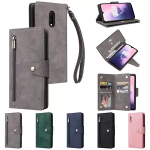 Zip Wallet Case Leather Card Flip Phone Cover For Oneplus 7 7T 8 8 Pro 9 9 Pro - Picture 1 of 17