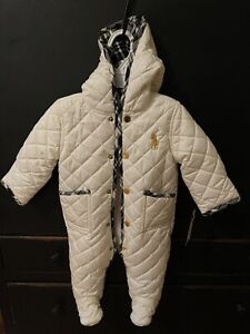 NWT Ralph Lauren Baby Hooded Quilted Barn Bunting Black White Snow Ski Suit 6 M