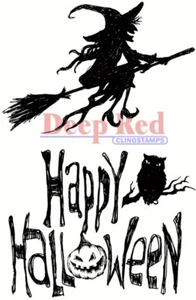 Deep Red Stamps Halloween Witch Rubber Cling Stamp - Picture 1 of 3
