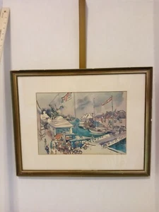 Cecile Johnson Market Place Bermuda 18"x14.5" Watercolor Print Signed & Framed - Picture 1 of 9