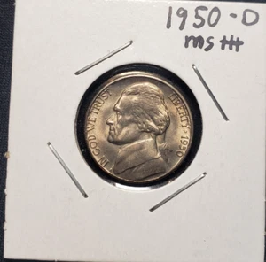1950 D With Steps Jefferson Nickel 5c Key Date, High Grade, Lots of Luster - Picture 1 of 3