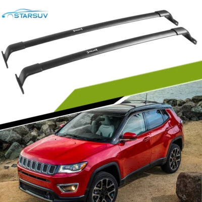 Barra transversal de techo 220 lb apta para Jeep Compass 2017-2025 accesorios negros Foto 1 de 4