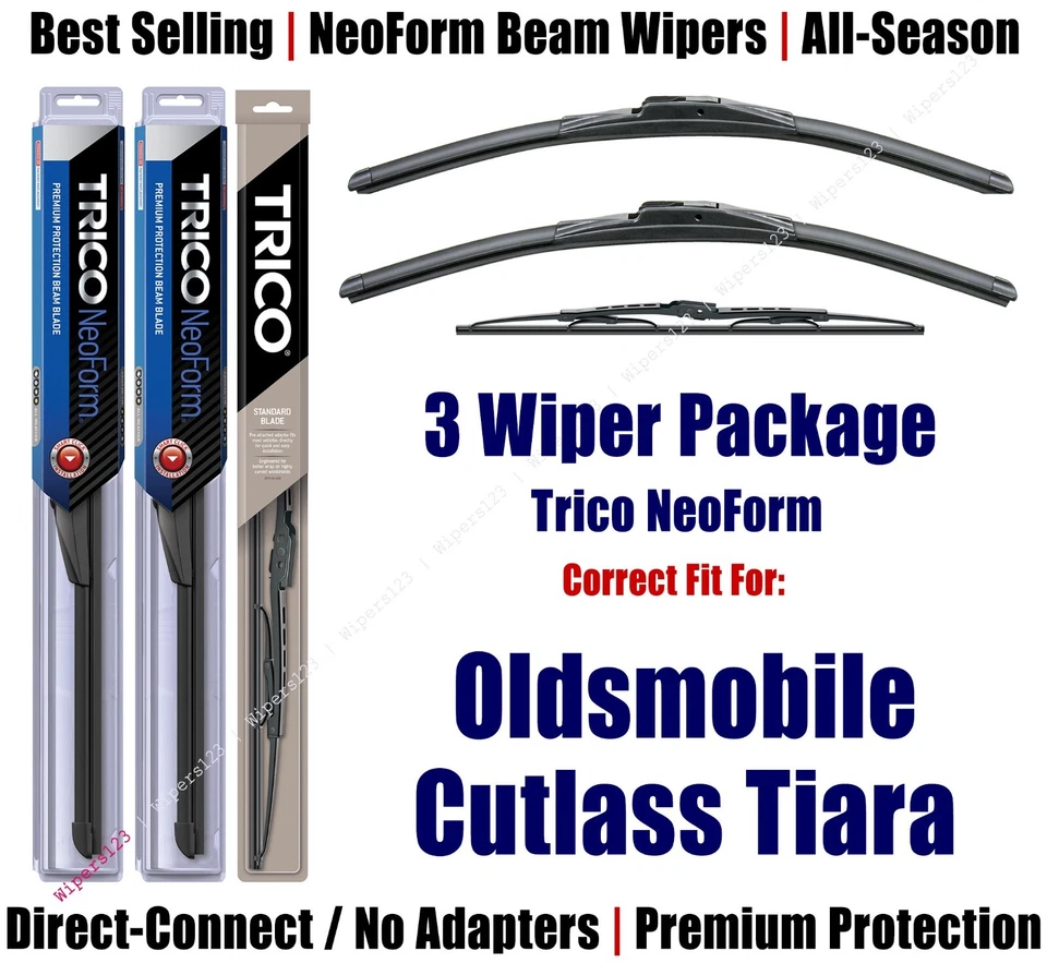 3pk Wipers Front &Rear NeoForm 1976 Oldsmobile Cutlass Tiara 16160x2/30160 - Imagem 1 de 1