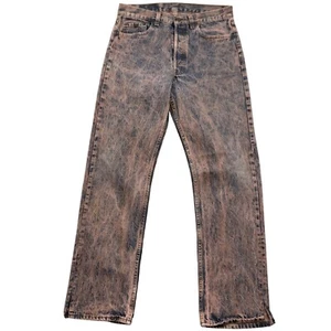 Levi's 501 Jeans Men 30W 32L Pink Black Bleach Splatter Button Fly Straight USA - Picture 1 of 14