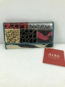 NUOVO Portafoglio Tripla Pieghevole Zip Tasca ALBA Donna Multicolore Slot Carte di Credito 8” - Foto 1 di 12
