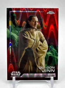 2024 Topps Chrome Star Wars - Red RayWave Refractor Qui-Gon Jinn #128 - Picture 1 of 5