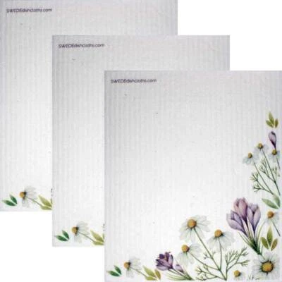 SWEDEDISHCLOTHS Swedish Dishcloths Chamomile Flowers Set of 3 cloths (one of each design) Eco F