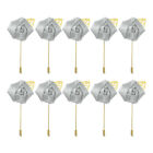 10 Pcs Groom Boutonnieres Rose Boutonnieres Pins 2"x3.5" for Wedding Light Gray