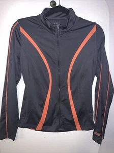 BOLLE SPORT Women's Zip-up Black Track Jacket Orange Trim Size M #30 - Picture 1 of 8