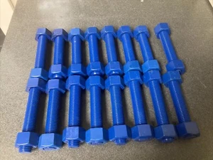 Lot of 16- Threaded Teflon Coated Stud Bolts w/ Hex Nuts 1-8 X 6” H2 B7 PTFE NUT - Picture 1 of 7