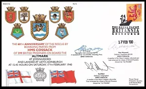 Rescue of Prisoners from Altmark RNSC(7)4 Cover Signed 3 Involved HMS Cossack - Picture 1 of 13