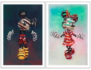 Super A "Encaged Mickey + Encaged Minnie" Art Print SET S/N #/150 SOLD OUT - Picture 1 of 1