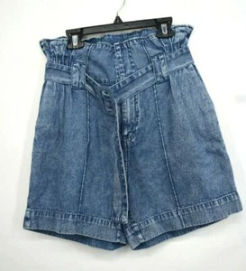Scotch Soda Womens High Paperbag Waist Denim Shorts Belt Denim Seams Cotton 27 - Picture 1 of 5