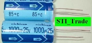 1000uf mfd 25V Electrolytic Capacitor (Qty 2) Radial - Picture 1 of 1