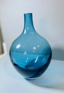 IKEA Modernist Salong Glass 7.5” Vase Turquoise - Hand Blown - Picture 1 of 6