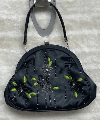 Valerie Stevens Satin Beaded Evening Purse Crossbody/Shoulder bag w/Mirror Small - Image 1 of 4