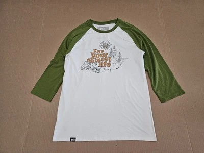 Camiseta REI Co-op Hombre Pequeña Manga 3/4 Algodón Orgánico Blanca/Verde Foto 1 de 4