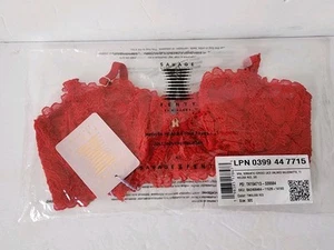 SAVAGE x FENTY Corded Lace Unlined Balconette Bra Red Timeless Women Sz 32C New - Picture 1 of 7