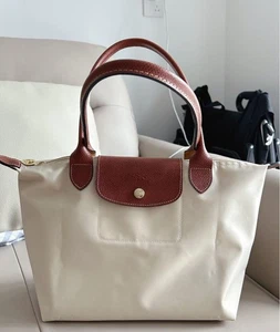 LONGCHAMP le Pliage Tote Bag Gr. M Ivory weiß braun Leder neu aus Japan - Bild 1 von 24