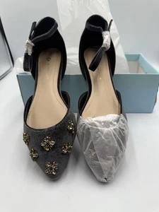By Farylrobin Celinda Gray  Velvet Embellished Flats Women’s Size 6.5 - Picture 1 of 8