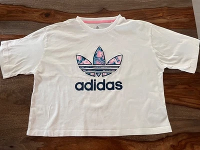Girls Adidas Crop Tee Shirt Size XL, White - Image 1 of 4