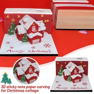 +Christmas Village House 3D Memo Pad Aesthetic Desktop Art Paper Carving - Picture 1 of 14