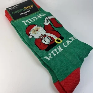 Tipsy Elves Happy Hour Santa Socks "Hung With Care" Christmas Funny Gift Sz 6-12 - Picture 1 of 6