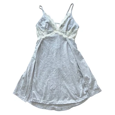 Y2K кружева отделки регулируемый серый сна гостиной ночь мини-платье верхняя кокетка девочки S - Изображение 1 из 4