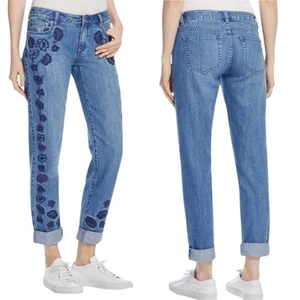 MICHAEL KORS Dillon Jeans bestickt Blumen Boho blau Denim marine antik Waschung 4 - Bild 1 von 10
