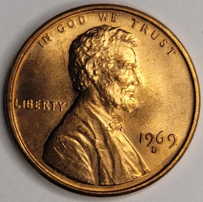 1969 D LINCILN CENT UNCIRCULATE BU FROM US MINT SET - Image 1 of 4