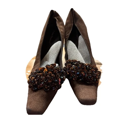 pierre dumas heels Brown With Brown Sequins On The Front - Изображение 1 из 4